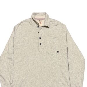 Relwen Mens Grey Heather Long Sleeve Windzip Polo Shirt XL French Terry Pique